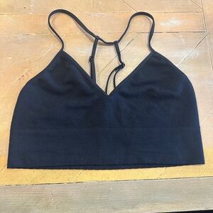 Anthropologie Black Seamless Bralette S/M Strappy Back Lounge Top